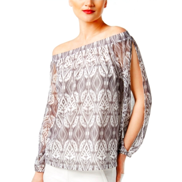 INC International Concepts Tops - INC Off the Shoulder Split Sleeve Peasant Blouse